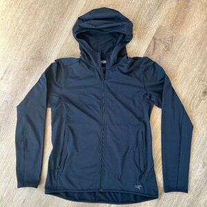 Arc’teryx Hoodie Jacket Woman’s Large Black ADAHY Full Zip Hoodie, With Logo